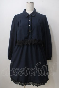 画像1: axes femme / ドッキングシャツワンピース M 紺 Y-25-06-28-149-AX-OP-SZ-ZY