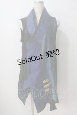画像1: Qutie Frash / チャイナインナーチュニック  黒×青 Y-25-06-28-163-QU-TO-AS-ZY
