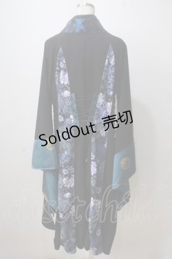 画像2: Qutie Frash / 着物ロングカーデ  黒×青 Y-25-06-28-164-QU-TO-AS-ZY