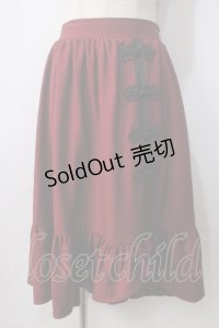 axes femme / チャイナ釦ラッフルスカート  ワイン Y-25-06-28-174-AX-SK-SZ-ZY