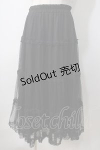 axes femme POETIQUE / チュールティアードロングスカート M 黒 Y-25-06-28-182-AX-SK-SZ-ZY