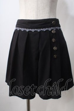 画像1: axes femme / お家刺繍プリーツキュロット M 黒 Y-25-06-28-185-AX-PA-SZ-ZY