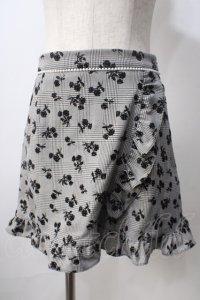 evelyn / フロッキーチェックキュロット  黒ｘ白 Y-25-06-28-186-LO-SK-AS-ZY