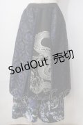 Qutie Frash / 和柄ワイドパンツ  黒×青 Y-25-06-28-189-QU-PA-AS-ZY