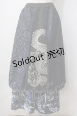 Qutie Frash / 和柄ワイドパンツ  黒×青 Y-25-06-28-189-QU-PA-AS-ZY