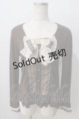 axes femme / プリーツシフォンリボンニットソー M 茶 Y-25-07-01-044-AX-TO-SZ-ZY