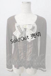 axes femme / プリーツシフォンリボンニットソー M 茶 Y-25-07-01-044-AX-TO-SZ-ZY