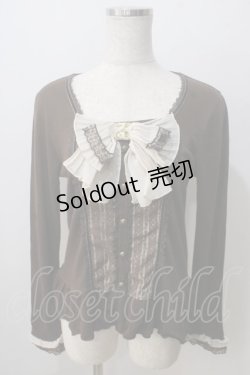 画像1: axes femme / プリーツシフォンリボンニットソー M 茶 Y-25-07-01-044-AX-TO-SZ-ZY