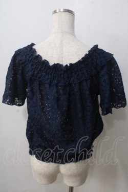画像2: axes femme / 総レースプルオーバー  紺 Y-25-07-01-045-AX-TO-SZ-ZY