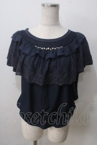 axes femme / ロマンティックレースプルオーバー  紺 Y-25-07-01-046-AX-TO-SZ-ZY