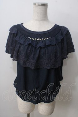 画像1: axes femme / ロマンティックレースプルオーバー  紺 Y-25-07-01-046-AX-TO-SZ-ZY