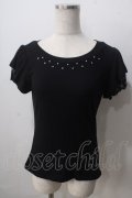 axes femme / 袖プチバラ使いトップス M 黒 Y-25-07-01-047-AX-TO-SZ-ZY
