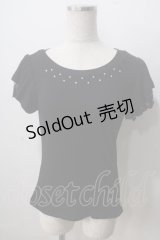 axes femme / 袖プチバラ使いトップス M 黒 Y-25-07-01-047-AX-TO-SZ-ZY