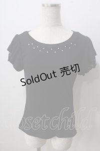 axes femme / 袖プチバラ使いトップス M 黒 Y-25-07-01-047-AX-TO-SZ-ZY