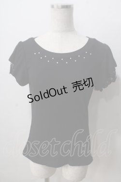 画像1: axes femme / 袖プチバラ使いトップス M 黒 Y-25-07-01-047-AX-TO-SZ-ZY