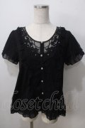 axes femme / モチーフレース使いプルオーバー M 黒 Y-25-07-01-048-AX-TO-SZ-ZY