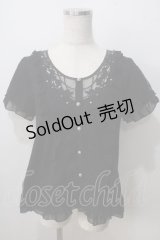 axes femme / モチーフレース使いプルオーバー M 黒 Y-25-07-01-048-AX-TO-SZ-ZT119