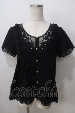 画像1: axes femme / モチーフレース使いプルオーバー M 黒 Y-25-07-01-048-AX-TO-SZ-ZY