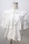 axes femme / リボンデザインコットンブラウス  白 Y-25-07-01-052-AX-BL-SZ-ZY