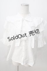 axes femme / リボンデザインコットンブラウス  白 Y-25-07-01-052-AX-BL-SZ-ZY