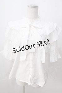 axes femme / リボンデザインコットンブラウス  白 Y-25-07-01-052-AX-BL-SZ-ZY