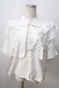 画像1: axes femme / リボンデザインコットンブラウス  白 Y-25-07-01-052-AX-BL-SZ-ZY