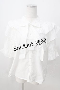画像1: axes femme / リボンデザインコットンブラウス  白 Y-25-07-01-052-AX-BL-SZ-ZY