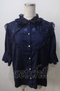 axes femme / チュールレース使いブラウス  紺 Y-25-07-01-053-AX-BL-SZ-ZY
