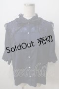 axes femme / チュールレース使いブラウス  紺 Y-25-07-01-053-AX-BL-SZ-ZY