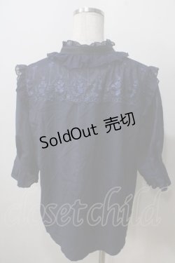 画像2: axes femme / チュールレース使いブラウス  紺 Y-25-07-01-053-AX-BL-SZ-ZY