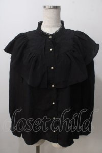 axes femme / 襟フリルブラウス  黒 Y-25-07-01-055-AX-BL-SZ-ZY