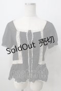 axes femme / ストライプ柄後ろリボンブラウス M 黒 Y-25-07-01-056-AX-BL-SZ-ZY