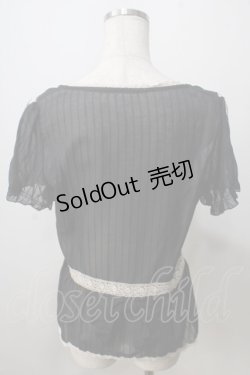 画像2: axes femme / ストライプ柄後ろリボンブラウス M 黒 Y-25-07-01-056-AX-BL-SZ-ZY