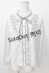 axes femme / 刺繍入スタンドカラーブラウス M グレー Y-25-07-01-057-AX-BL-SZ-ZY