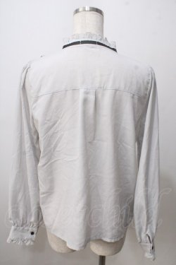 画像2: axes femme / 刺繍入スタンドカラーブラウス M グレー Y-25-07-01-057-AX-BL-SZ-ZY