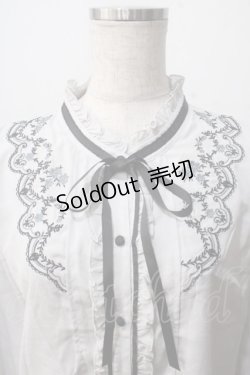 画像3: axes femme / 刺繍入スタンドカラーブラウス M グレー Y-25-07-01-057-AX-BL-SZ-ZY