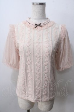 画像1: axes femme POETIQUE / ビスチェ風レース切替トップス M 淡ピンク Y-25-07-01-059-AX-TO-SZ-ZY