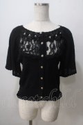 axes femme / ローズ付サマーニットカーデ  黒 Y-25-07-01-060-AX-TO-SZ-ZY