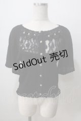 axes femme / ローズ付サマーニットカーデ  黒 Y-25-07-01-060-AX-TO-SZ-ZY