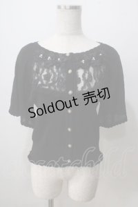 axes femme / ローズ付サマーニットカーデ  黒 Y-25-07-01-060-AX-TO-SZ-ZY