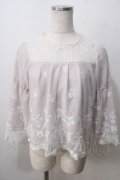 axes femme POETIQUE / リボンブーケレースブラウス M 淡ピンク Y-25-07-01-061-AX-TO-SZ-ZY