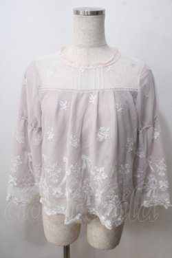 画像1: axes femme POETIQUE / リボンブーケレースブラウス M 淡ピンク Y-25-07-01-061-AX-TO-SZ-ZY