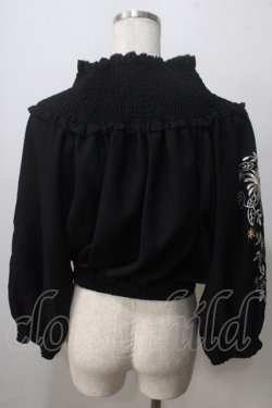 画像2: axes femme NOSTALGIE / 袖刺繍入りブラウス  黒 Y-25-07-01-067-AX-BL-SZ-ZY