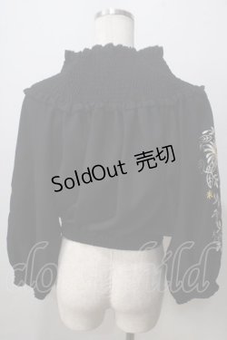 画像2: axes femme NOSTALGIE / 袖刺繍入りブラウス  黒 Y-25-07-01-067-AX-BL-SZ-ZI
