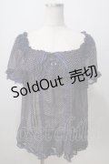axes femme / ドットシフォンオフショルトップス M パープル×紺 Y-25-07-01-068-AX-TO-SZ-ZY