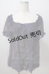 axes femme / ドットシフォンオフショルトップス M パープル×紺 Y-25-07-01-068-AX-TO-SZ-ZY
