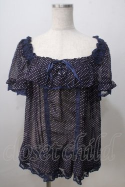 画像1: axes femme / ドットシフォンオフショルトップス M パープル×紺 Y-25-07-01-068-AX-TO-SZ-ZY