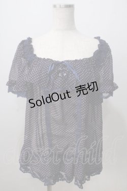 画像1: axes femme / ドットシフォンオフショルトップス M パープル×紺 Y-25-07-01-068-AX-TO-SZ-ZY