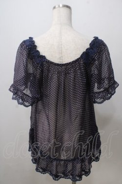 画像2: axes femme / ドットシフォンオフショルトップス M パープル×紺 Y-25-07-01-068-AX-TO-SZ-ZY