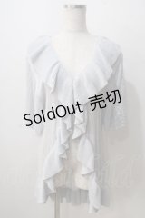 axes femme NOSTALGIE / 透かしラッフルカーディガン  サックス Y-25-07-01-078-AX-TO-SZ-ZY